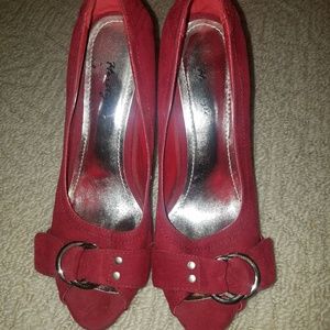 Red peep toe heel